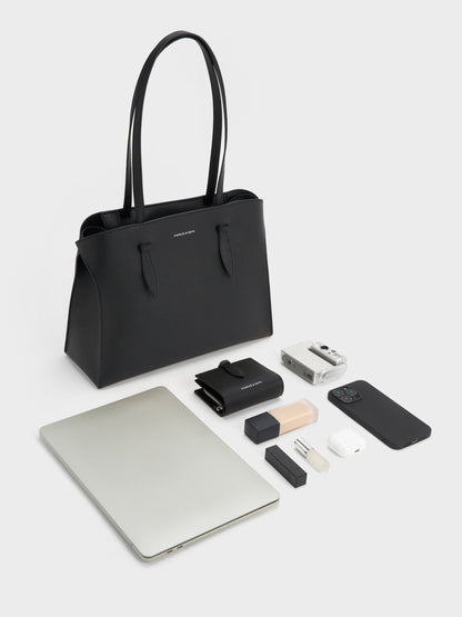 Allyn Elongated-Handle Tote Bag - Noir | CHARLES & KEITH