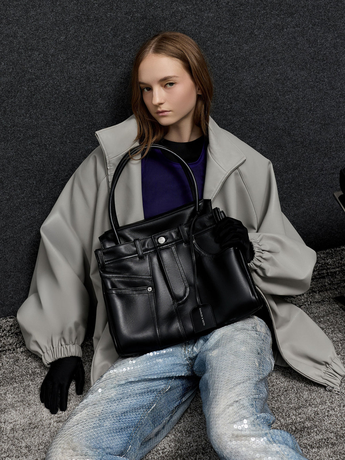 Arita Jeans Tote Bag - Noir | CHARLES & KEITH