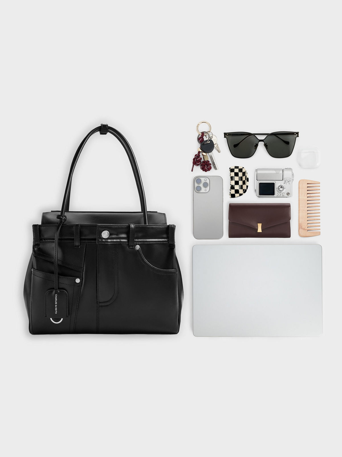 Arita Jeans Tote Bag - Noir | CHARLES & KEITH