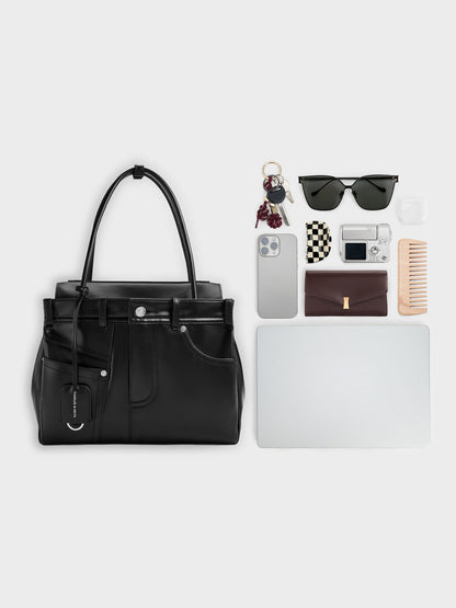 Arita Jeans Tote Bag - Noir | CHARLES & KEITH