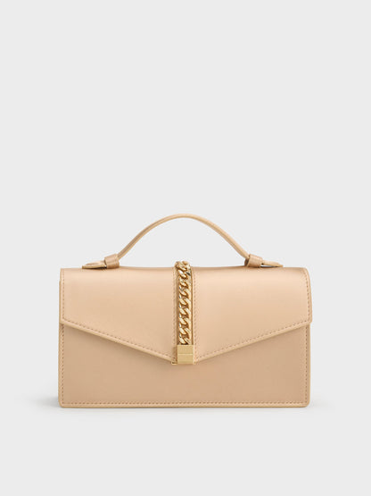 Taisia Chain Envelope Bag - Champagne | CHARLES & KEITH