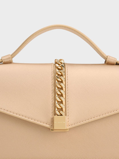 Taisia Chain Envelope Bag - Champagne | CHARLES & KEITH