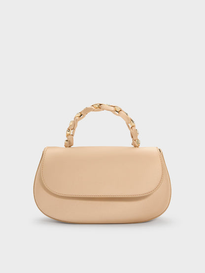 Eilian Braided Top Handle Bag - Champagne | CHARLES & KEITH