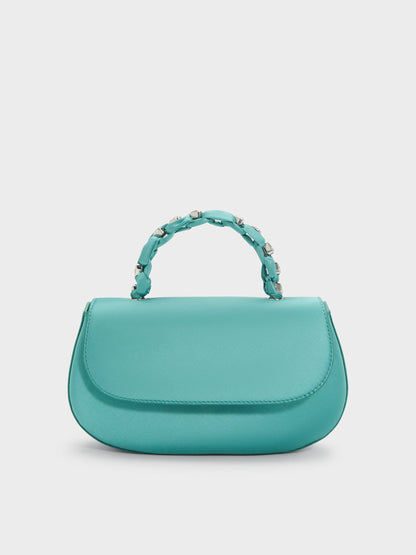 Eilian Braided Top Handle Bag - Teal | CHARLES & KEITH