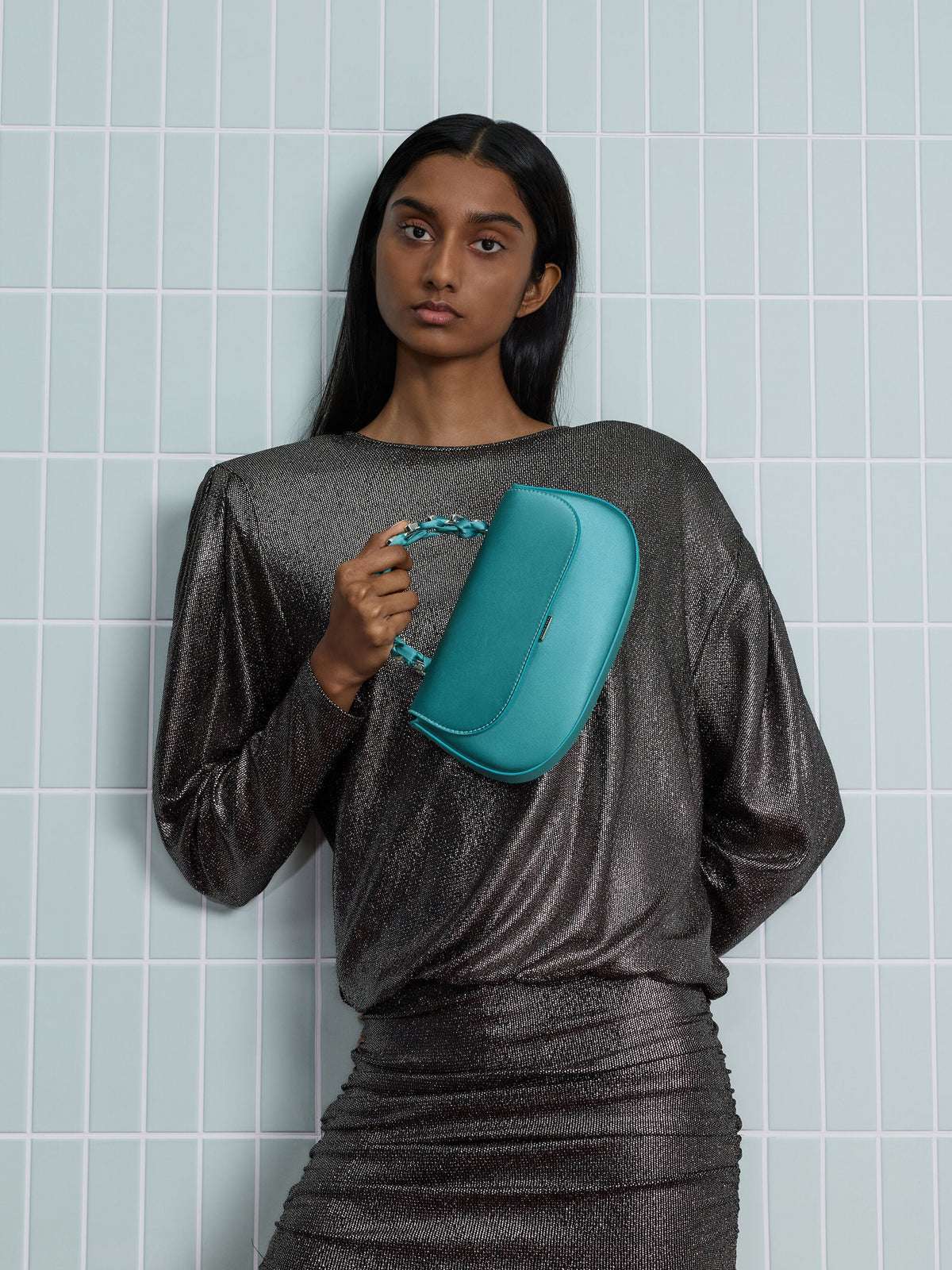 Eilian Braided Top Handle Bag - Teal | CHARLES & KEITH