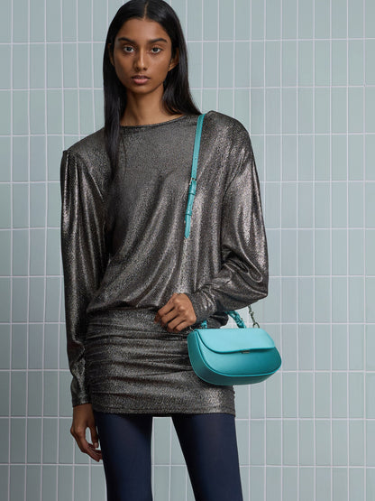 Eilian Braided Top Handle Bag - Teal | CHARLES & KEITH