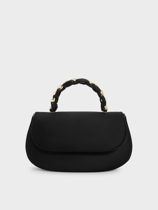 Eilian Braided Top Handle Bag - Black | CHARLES & KEITH