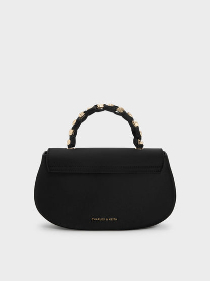 Eilian Braided Top Handle Bag - Black | CHARLES & KEITH