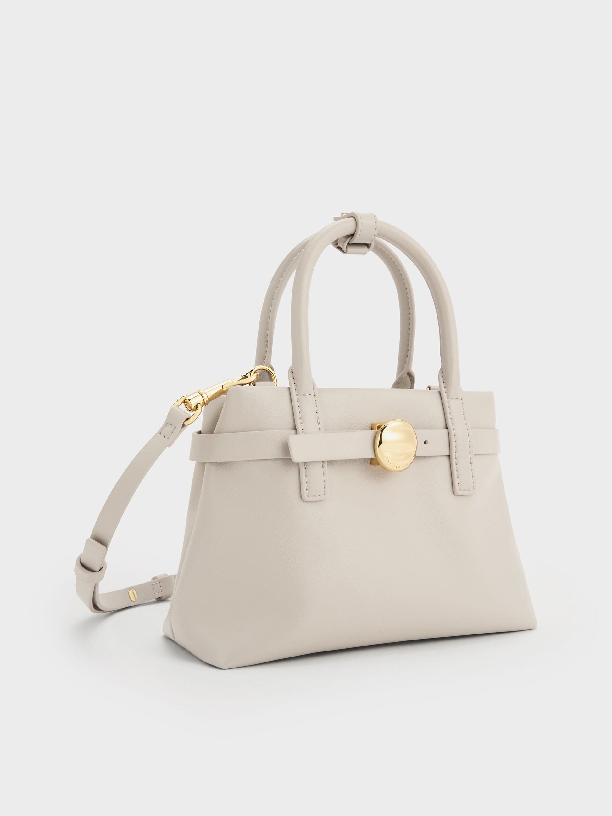 Mini Behn Belted Tote Bag - Shell Grey | CHARLES & KEITH