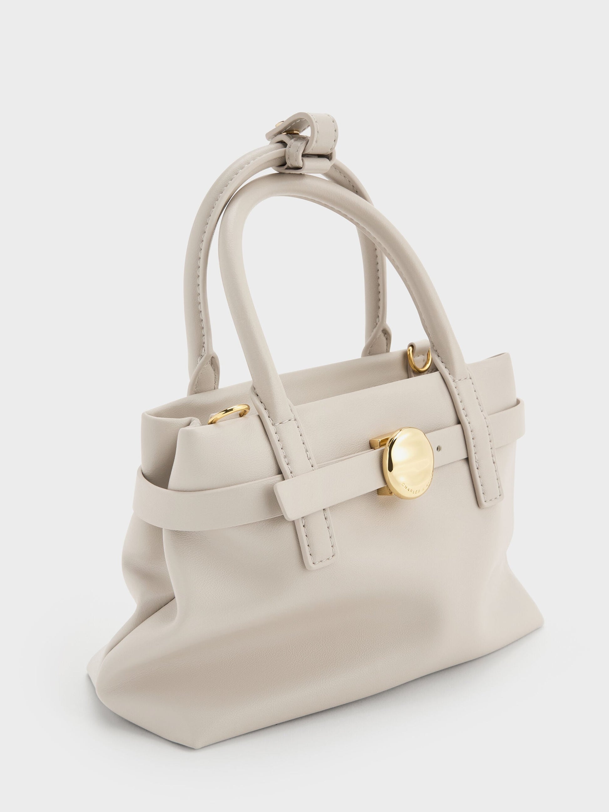 Mini Behn Belted Tote Bag - Shell Grey | CHARLES & KEITH
