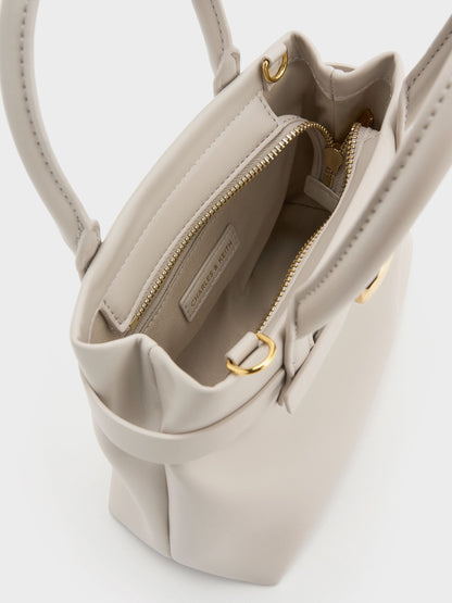 Mini Behn Belted Tote Bag - Shell Grey | CHARLES & KEITH