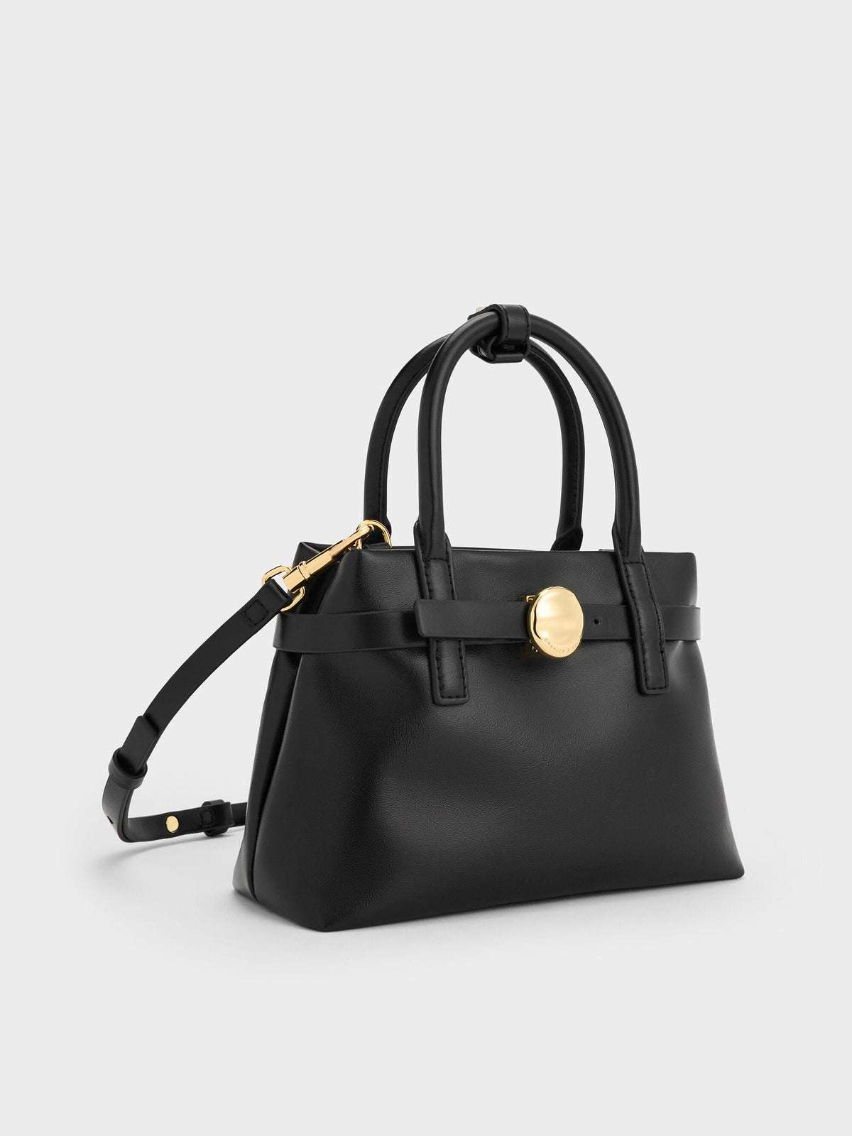 Mini Behn Belted Tote Bag - Black | CHARLES & KEITH