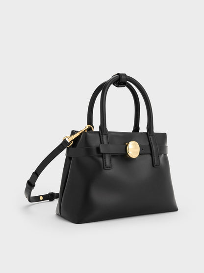 Mini Behn Belted Tote Bag - Black | CHARLES & KEITH