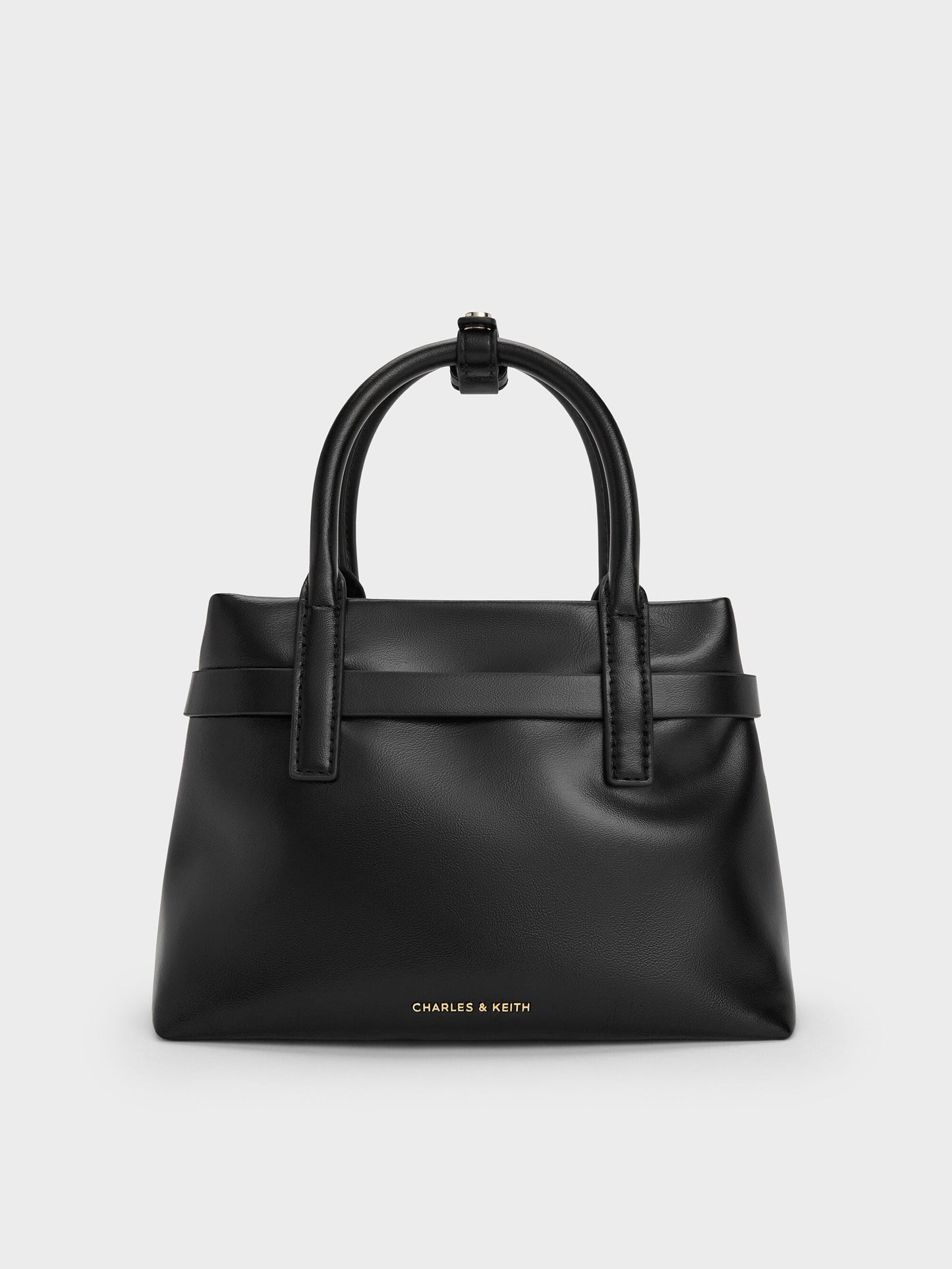 Mini Behn Belted Tote Bag - Black | CHARLES & KEITH