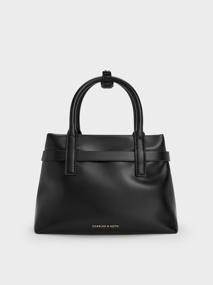 Mini Behn Belted Tote Bag - Black | CHARLES & KEITH