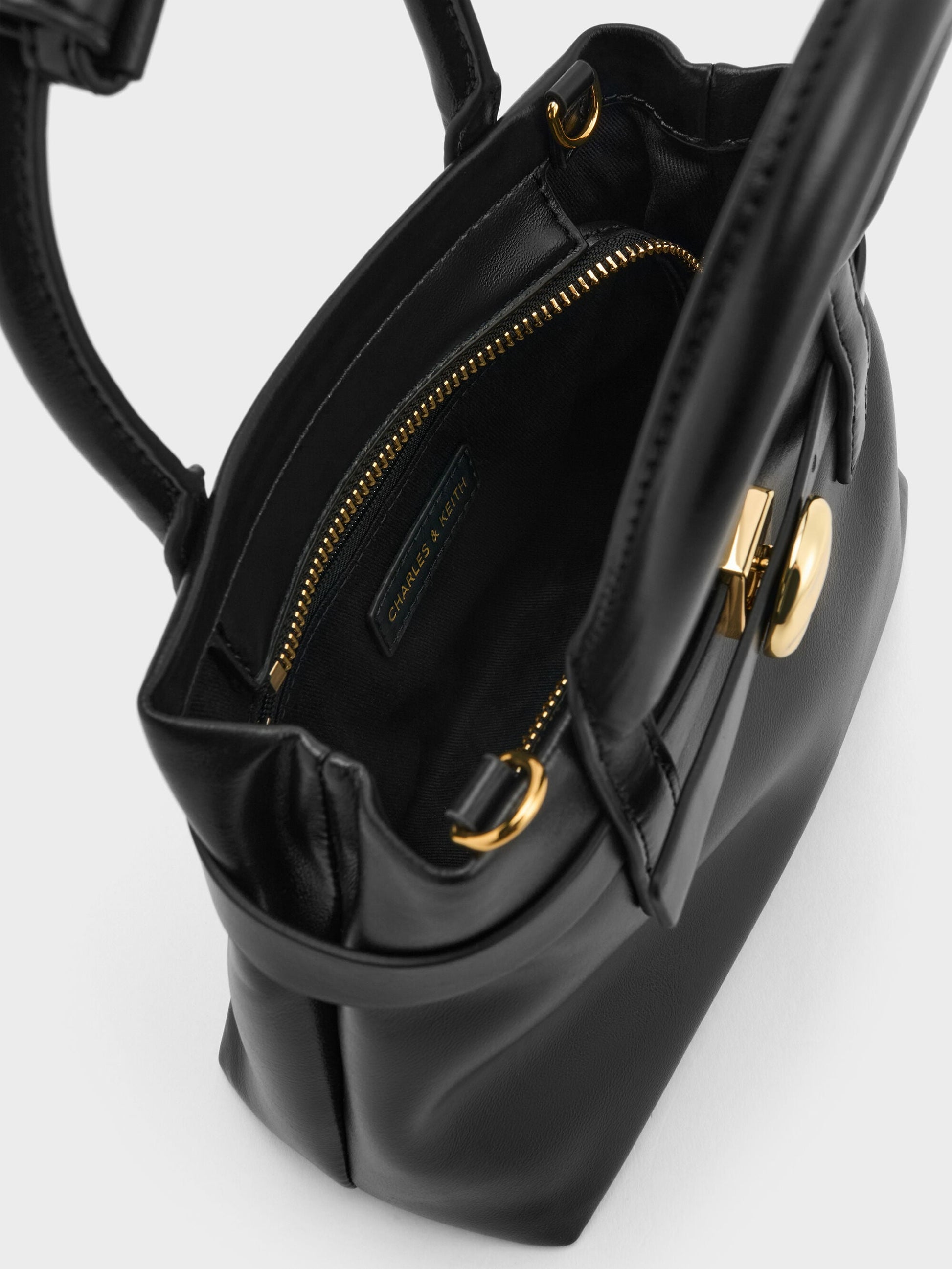 Mini Behn Belted Tote Bag - Black | CHARLES & KEITH