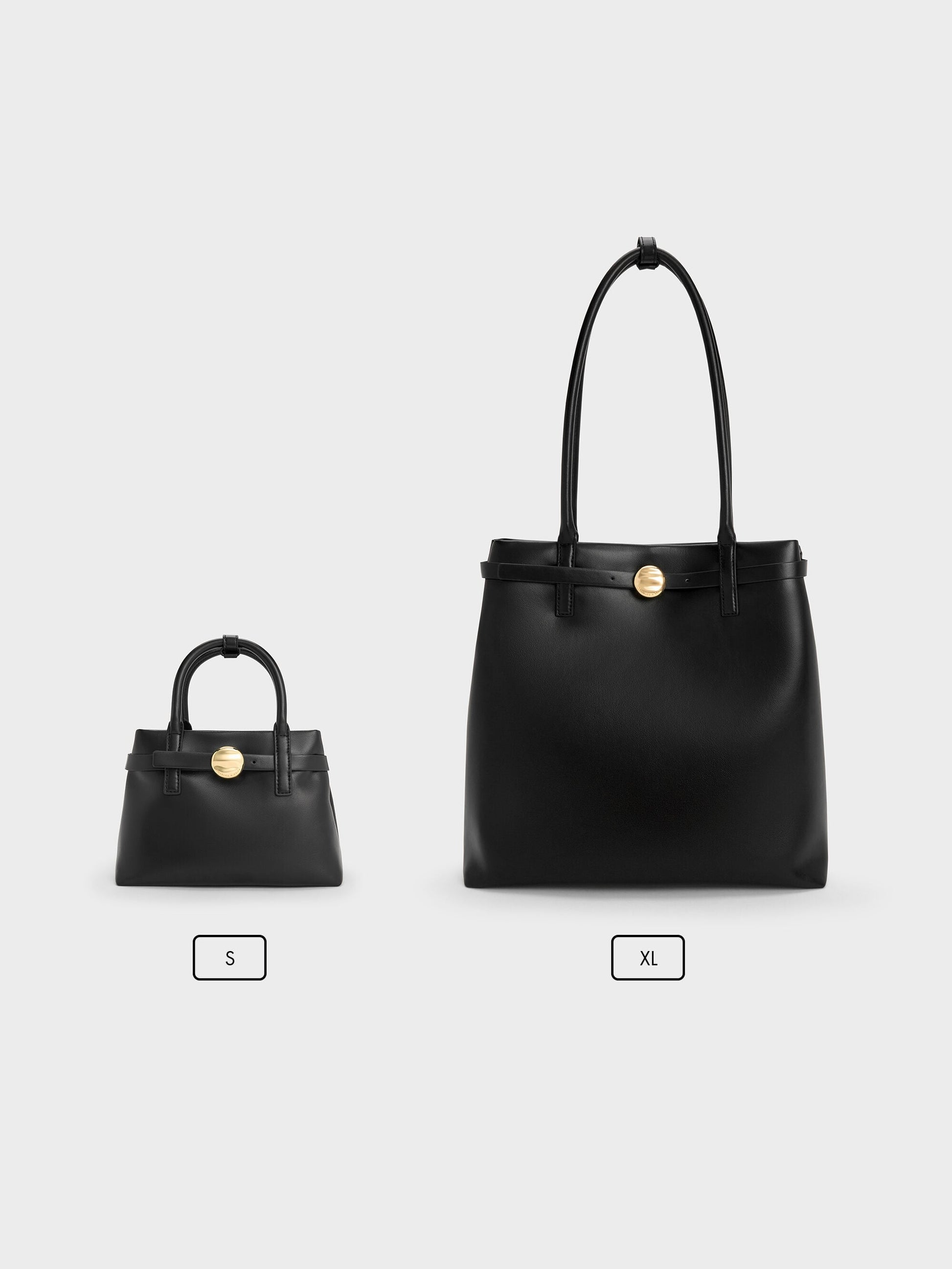 Mini Behn Belted Tote Bag - Black | CHARLES & KEITH