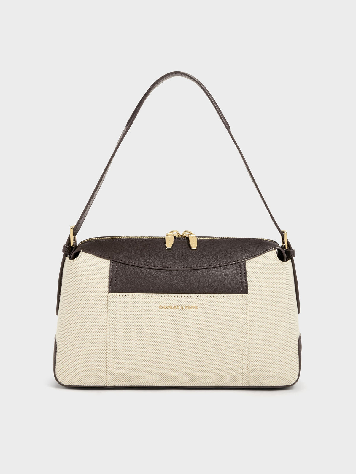 Roan Canvas Top Handle Bag - Espresso Brown | CHARLES & KEITH