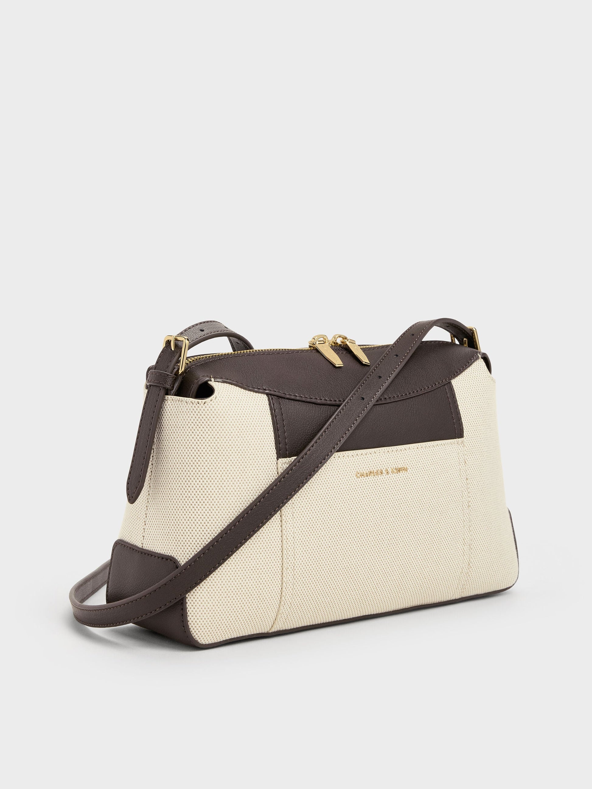 Roan Canvas Top Handle Bag - Espresso Brown | CHARLES & KEITH