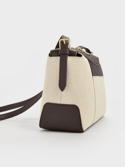 Roan Canvas Top Handle Bag - Espresso Brown | CHARLES & KEITH