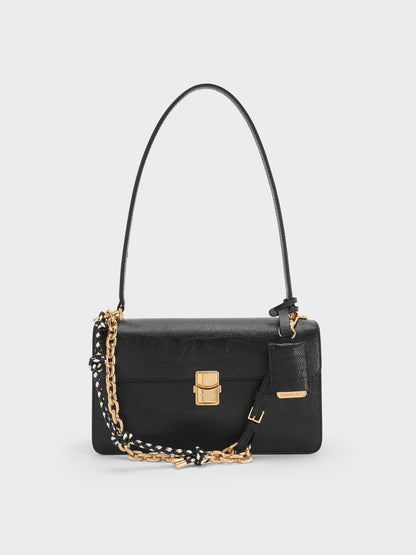 Acelynn Rope-Chain Shoulder Bag - Black | CHARLES & KEITH