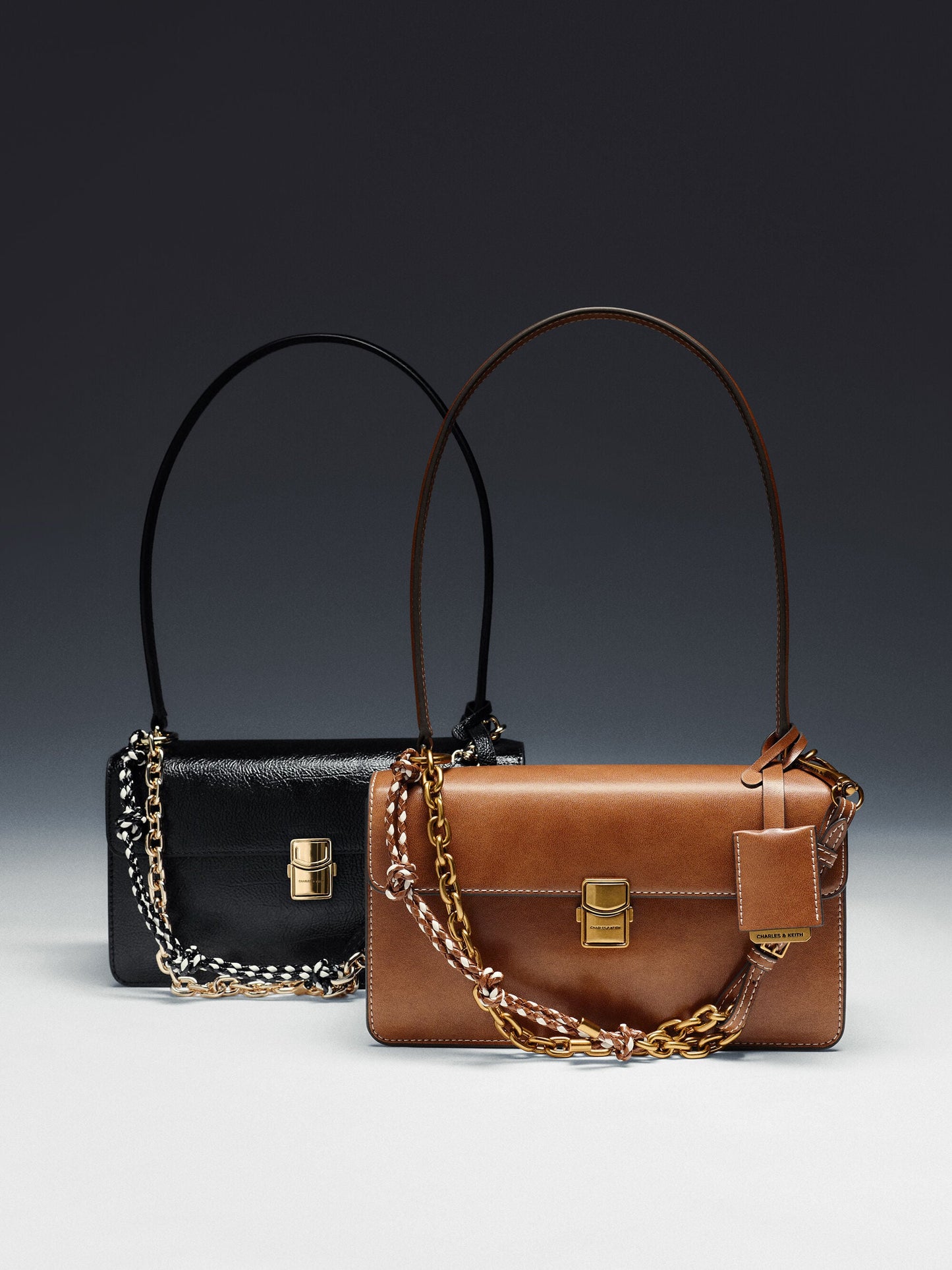 Acelynn Rope-Chain Shoulder Bag - Black | CHARLES & KEITH