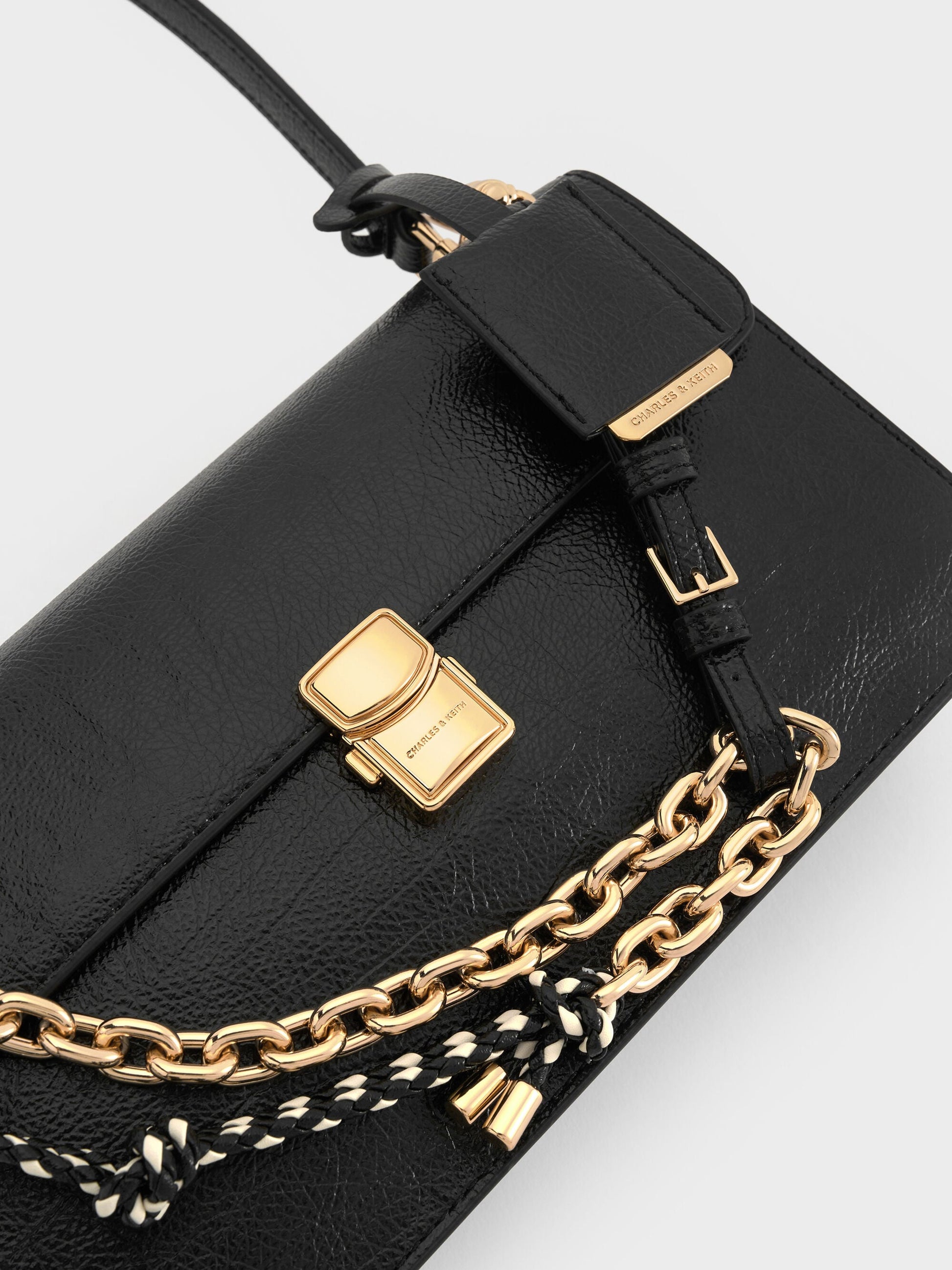 Acelynn Rope-Chain Shoulder Bag - Black | CHARLES & KEITH
