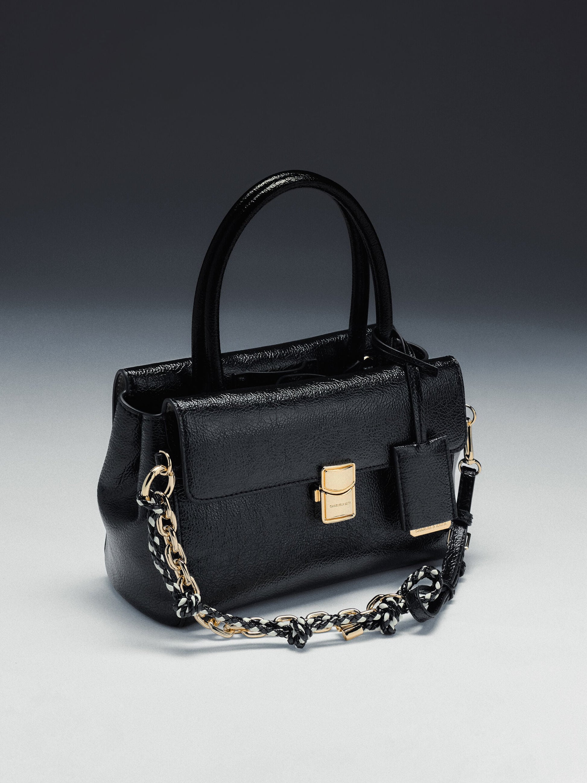 Acelynn Rope-Chain Tote Bag - Black | CHARLES & KEITH