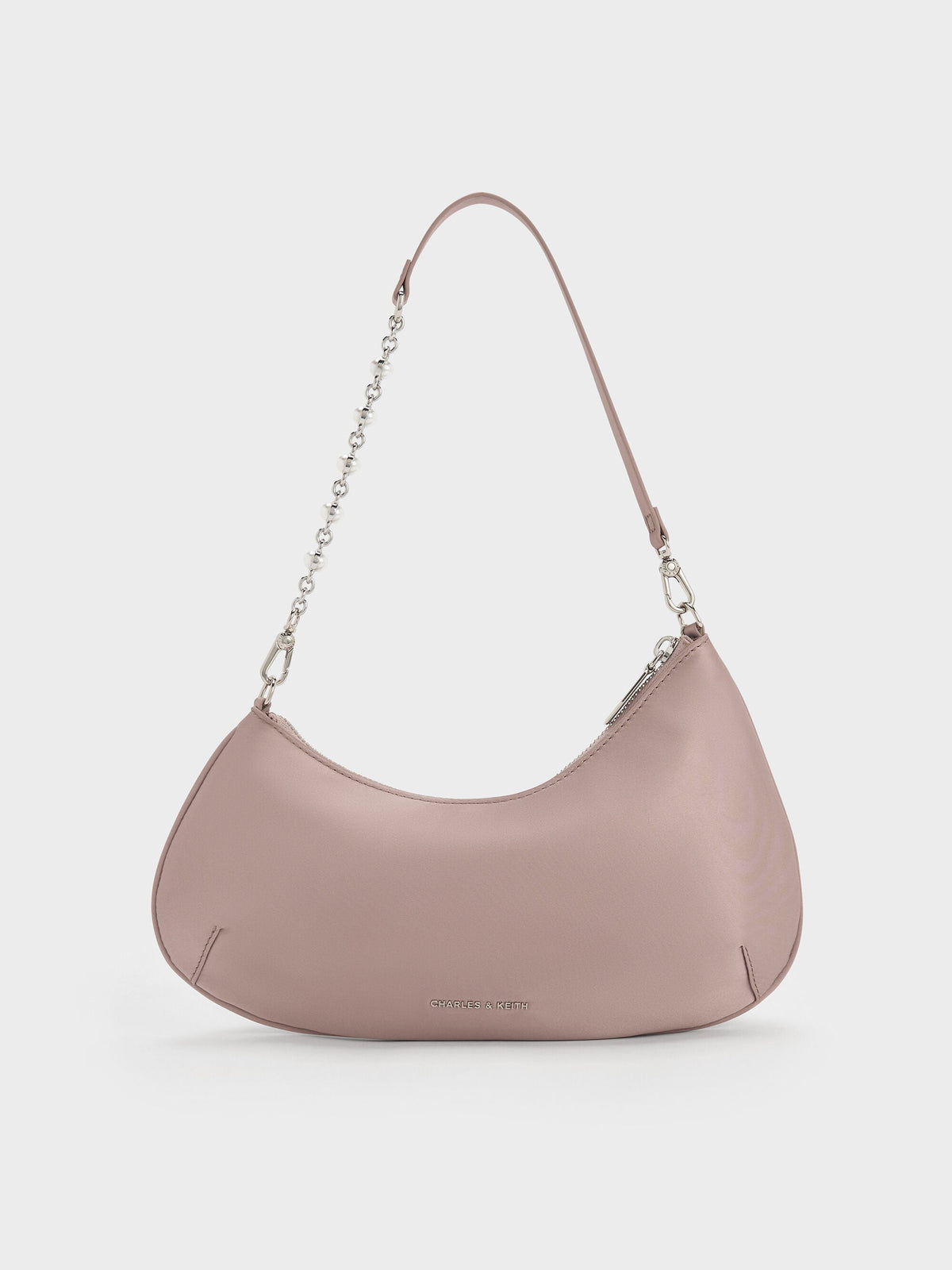 Dion Satin Chain-Handle Asymmetric Shoulder Bag - Blushed Mauve | CHARLES & KEITH