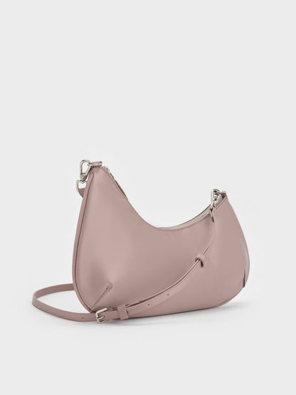 Dion Satin Chain-Handle Asymmetric Shoulder Bag - Blushed Mauve | CHARLES & KEITH