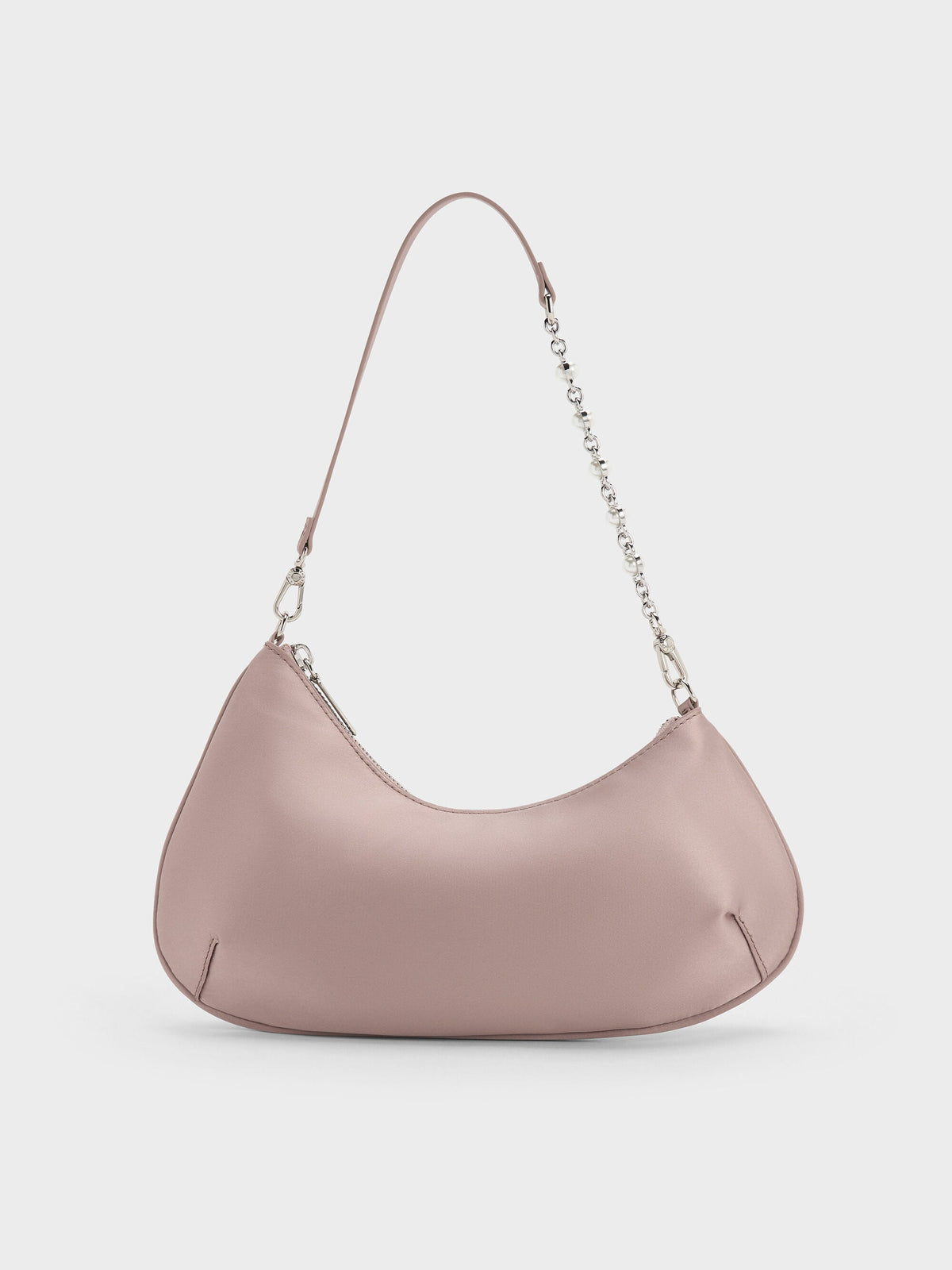 Dion Satin Chain-Handle Asymmetric Shoulder Bag - Blushed Mauve | CHARLES & KEITH