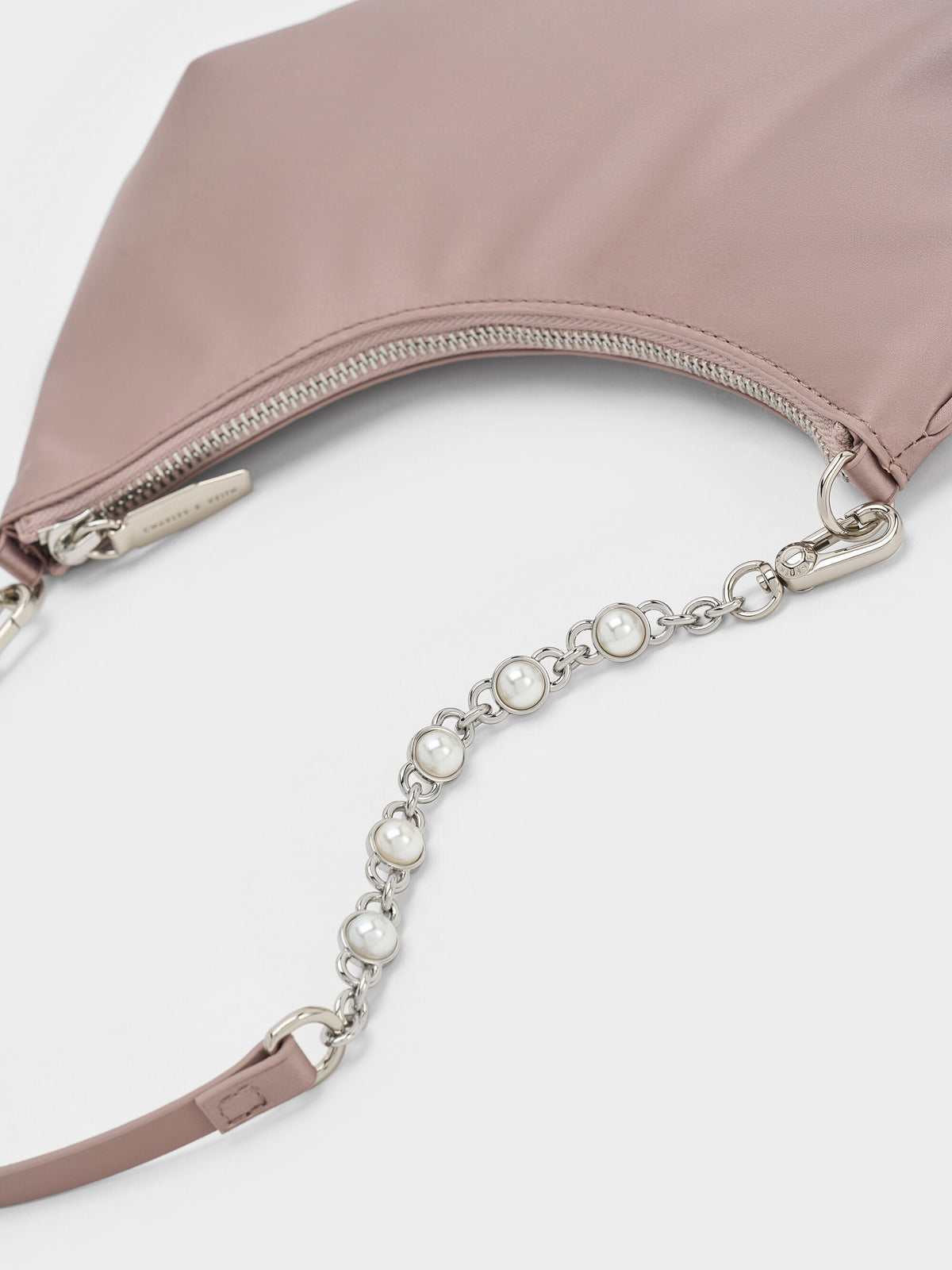 Dion Satin Chain-Handle Asymmetric Shoulder Bag - Blushed Mauve | CHARLES & KEITH