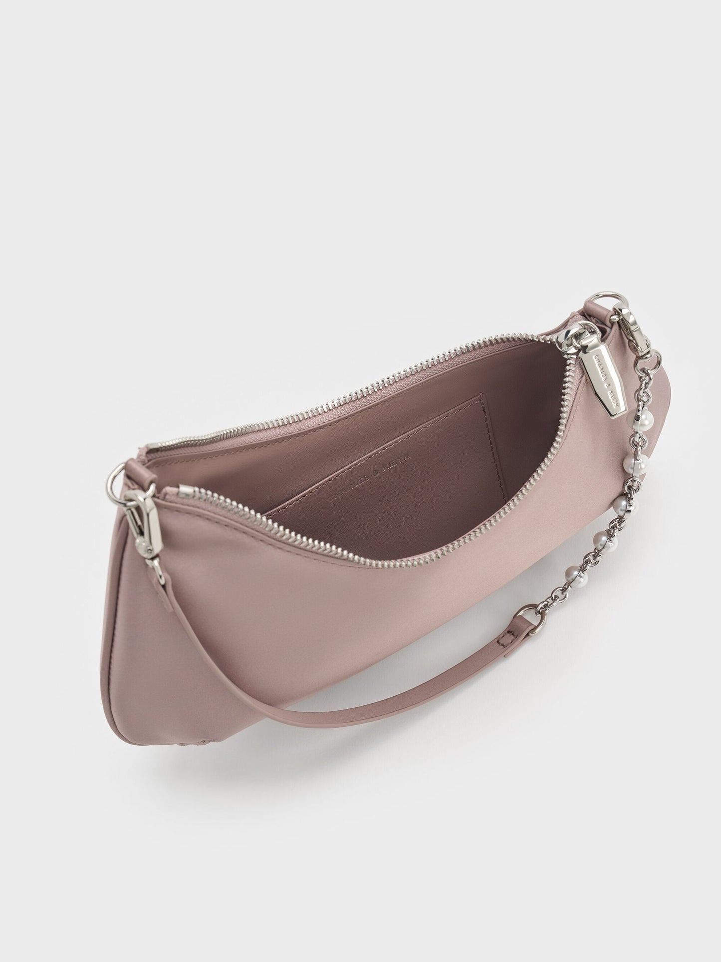 Dion Satin Chain-Handle Asymmetric Shoulder Bag - Blushed Mauve | CHARLES & KEITH