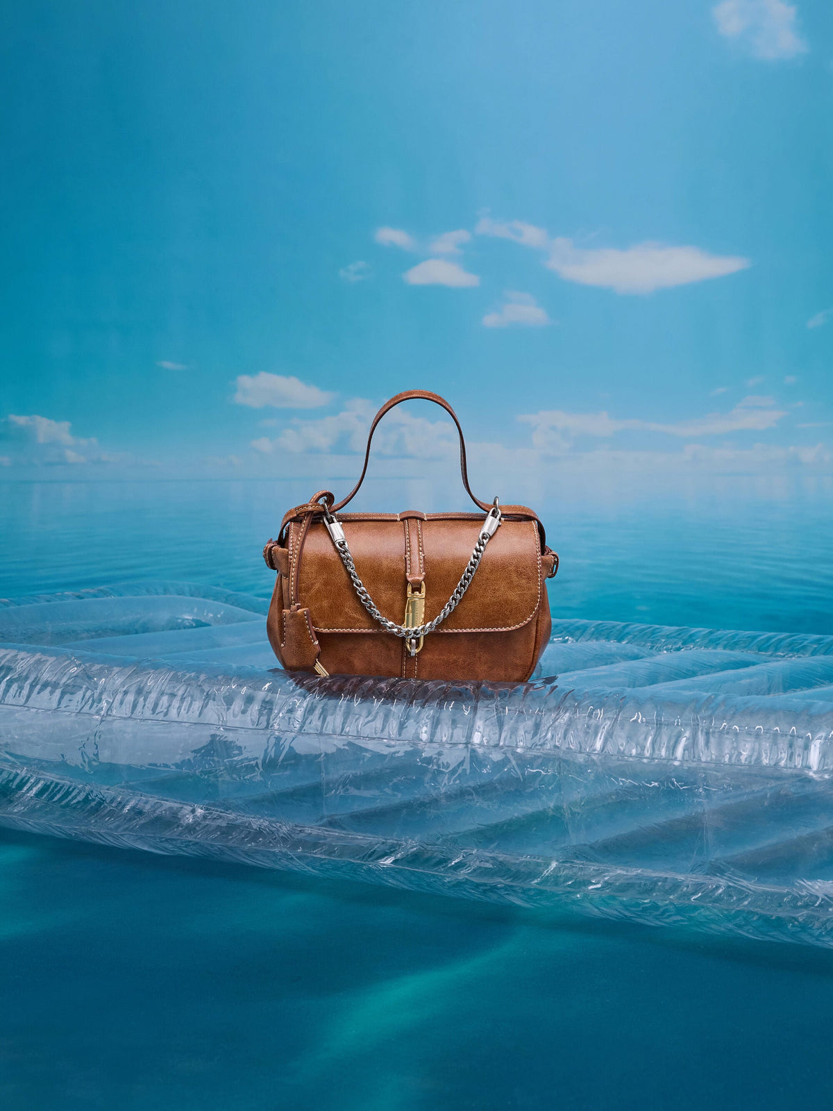 Delfina Chain Crossbody Bag - Distressed Tan | CHARLES & KEITH
