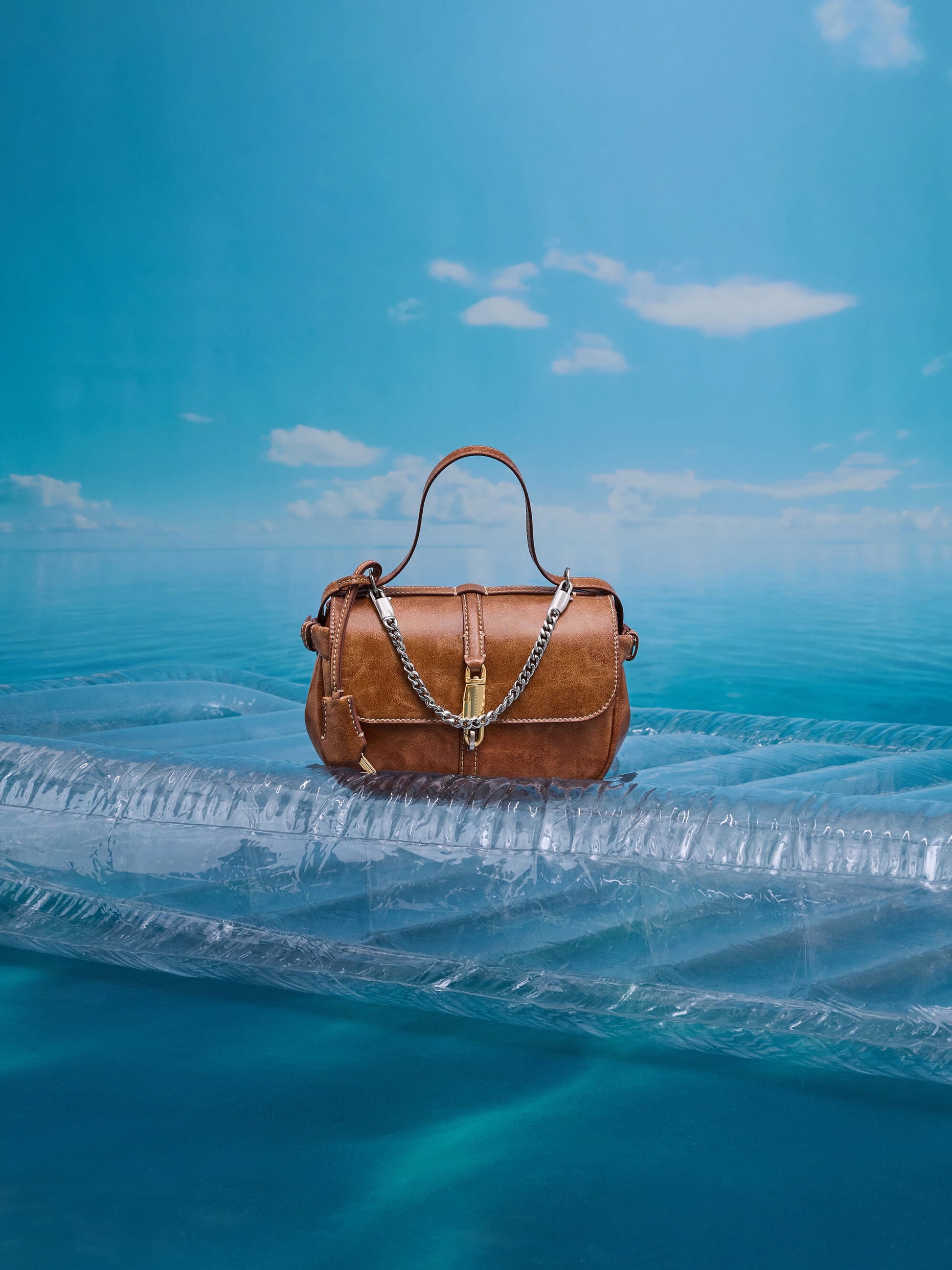Delfina Chain Crossbody Bag - Distressed Tan | CHARLES & KEITH