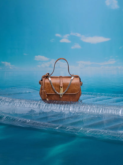 Delfina Chain Crossbody Bag - Distressed Tan | CHARLES & KEITH