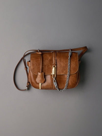Delfina Chain Crossbody Bag - Distressed Tan | CHARLES & KEITH