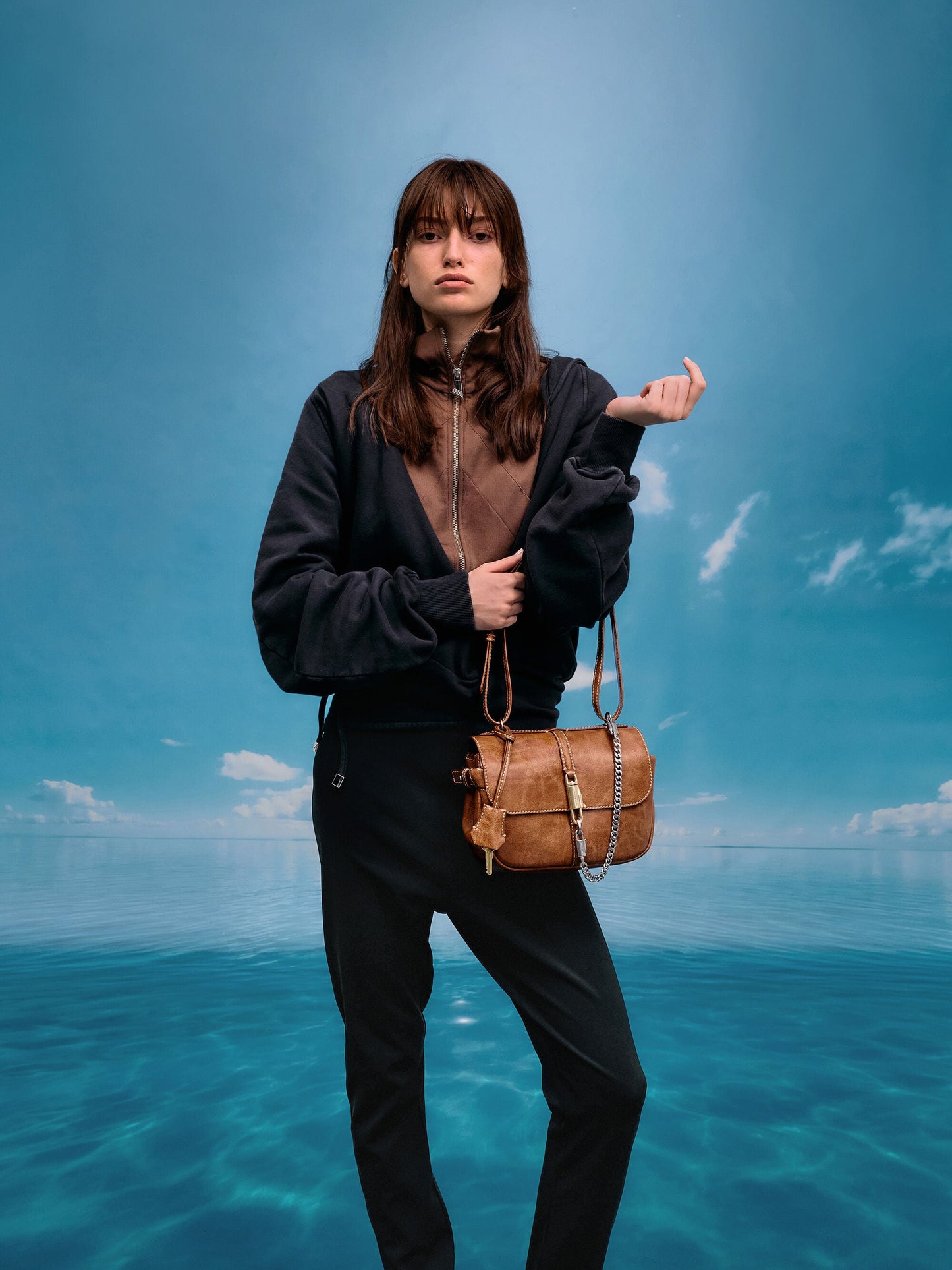 Delfina Chain Crossbody Bag - Distressed Tan | CHARLES & KEITH