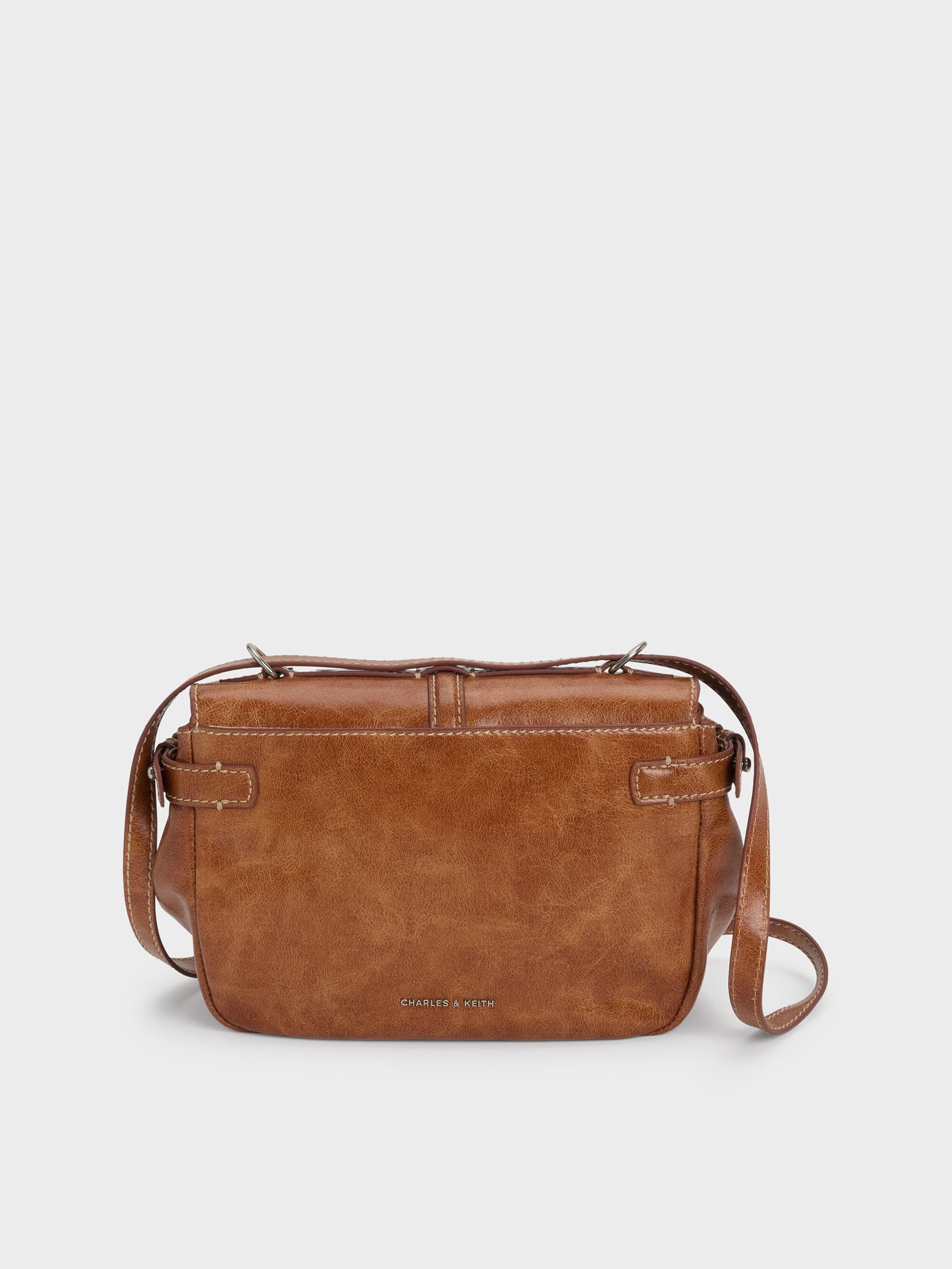Delfina Chain Crossbody Bag - Distressed Tan | CHARLES & KEITH