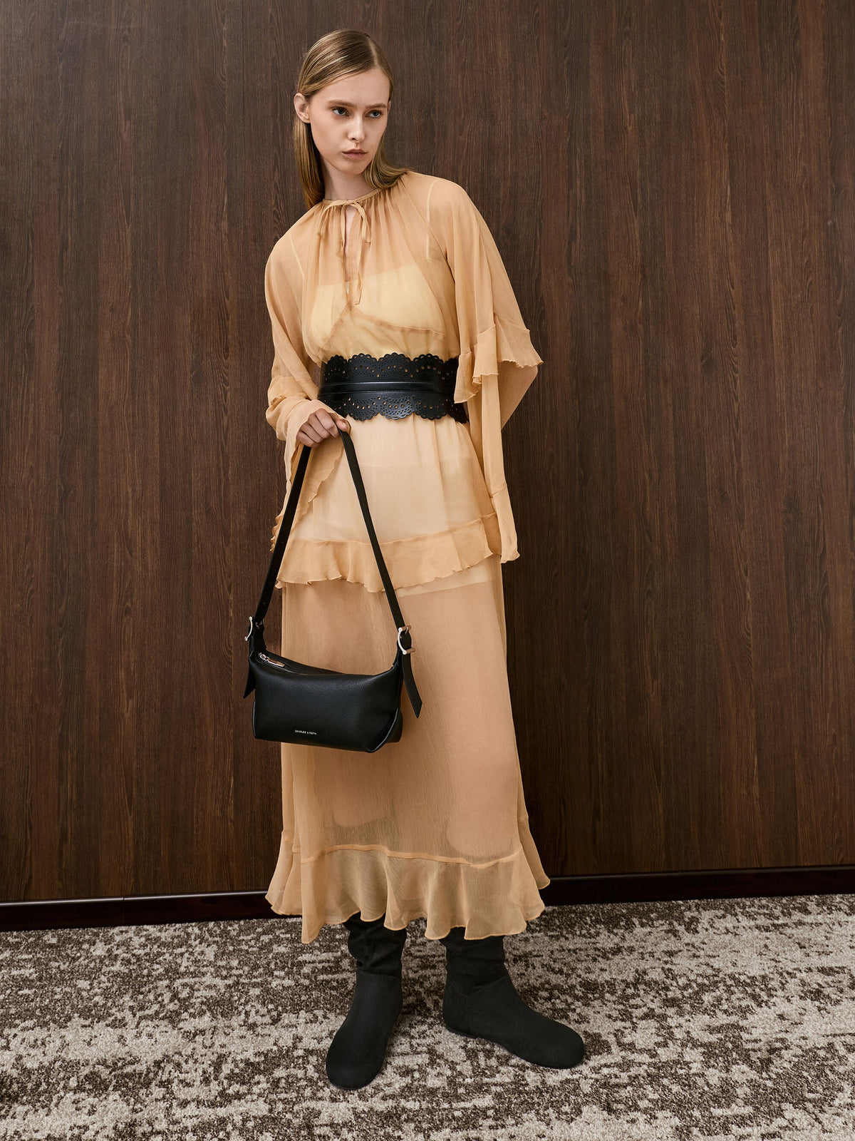 Larsen Buckle-Strap Shoulder Bag - Noir | CHARLES & KEITH