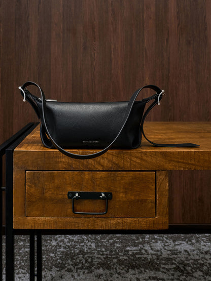 Larsen Buckle-Strap Shoulder Bag - Noir | CHARLES & KEITH