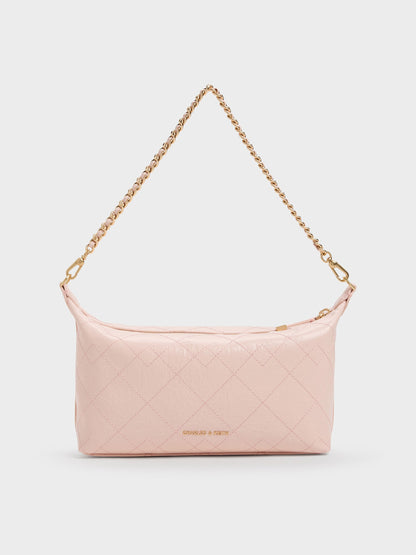 Duo Quilted Shoulder Bag - Soft Pink | CHARLES & KEITH