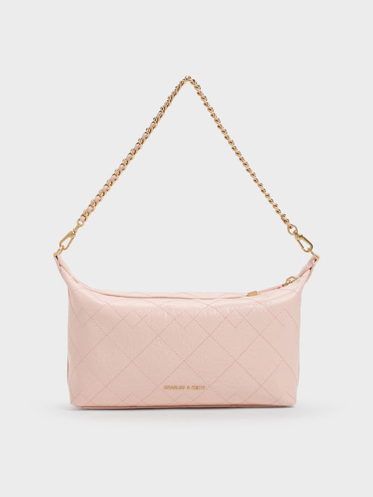Duo Quilted Shoulder Bag - Soft Pink | CHARLES & KEITH