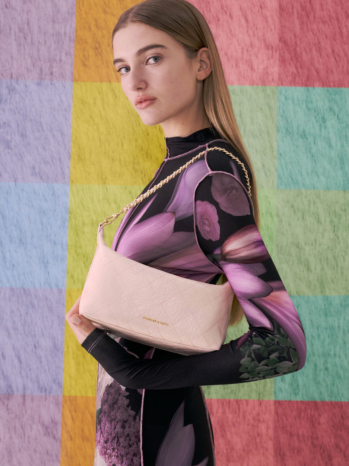 Duo Quilted Shoulder Bag - Soft Pink | CHARLES & KEITH