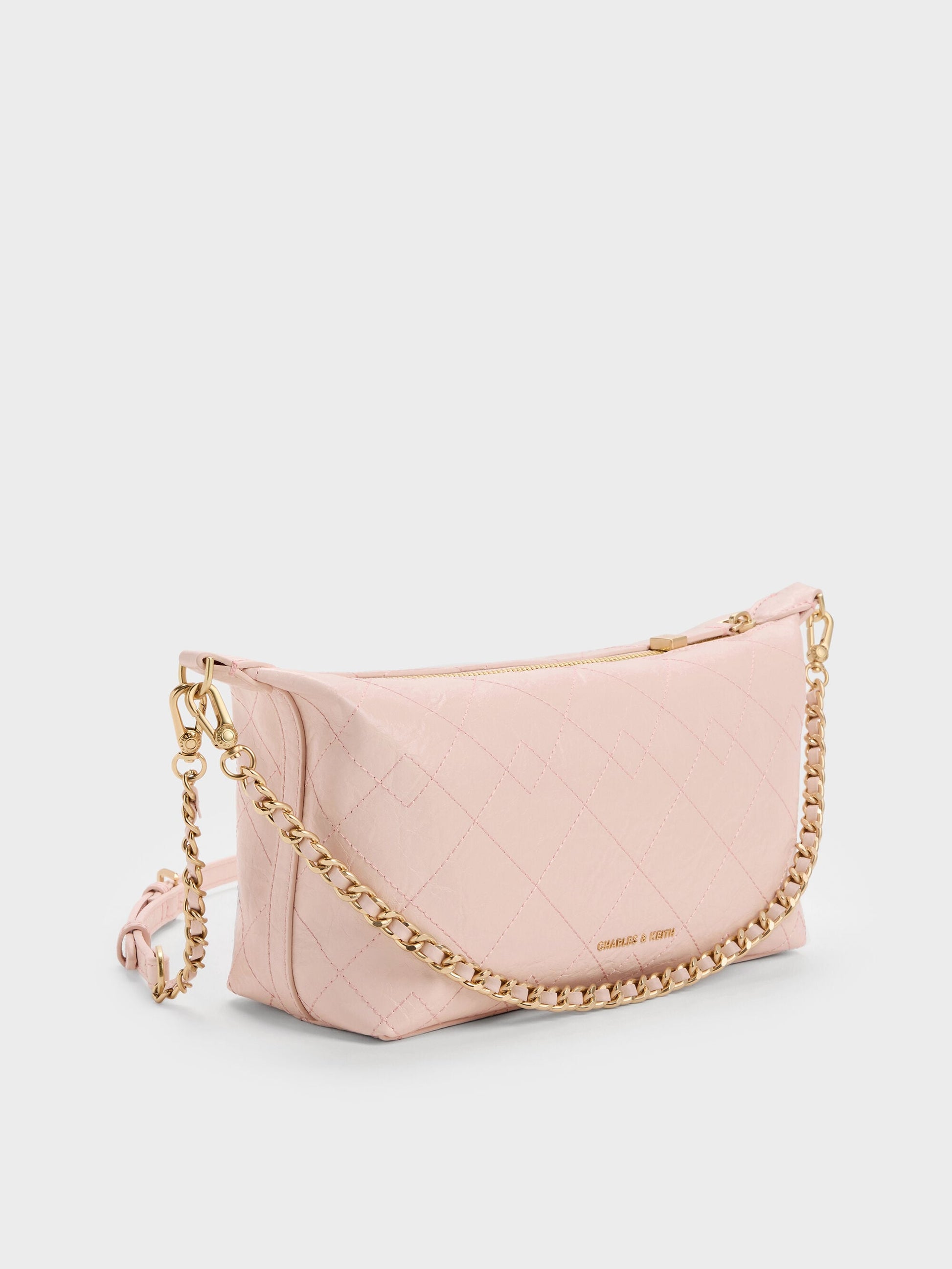 Duo Quilted Shoulder Bag - Soft Pink | CHARLES & KEITH