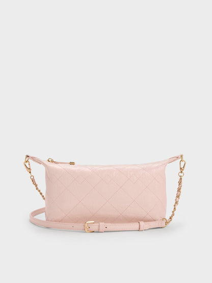 Duo Quilted Shoulder Bag - Soft Pink | CHARLES & KEITH