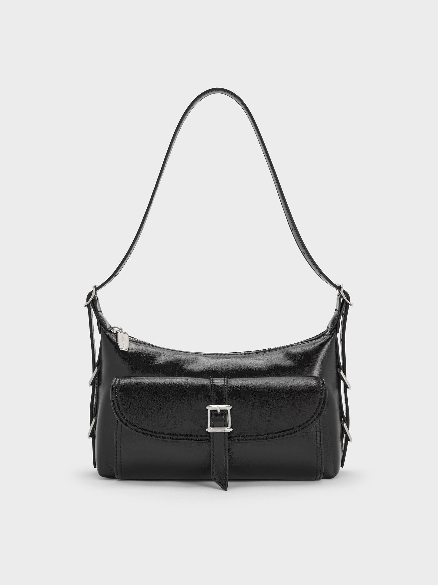 Bryna Belted Shoulder Bag - Noir | CHARLES & KEITH