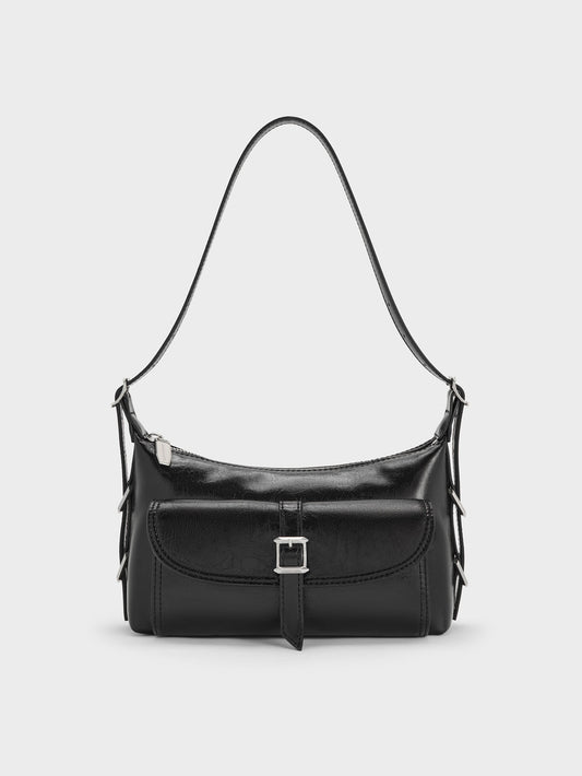 Bryna Belted Shoulder Bag - Noir | CHARLES & KEITH