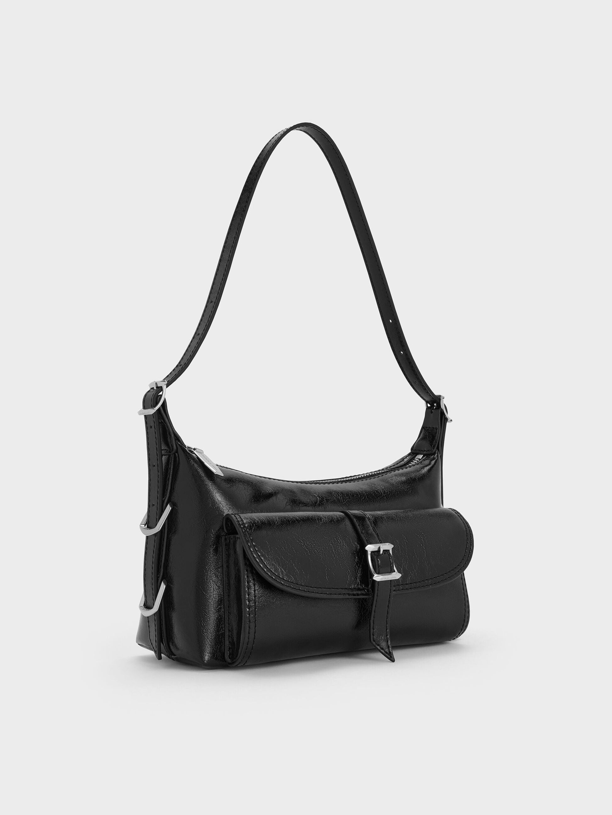Bryna Belted Shoulder Bag - Noir | CHARLES & KEITH