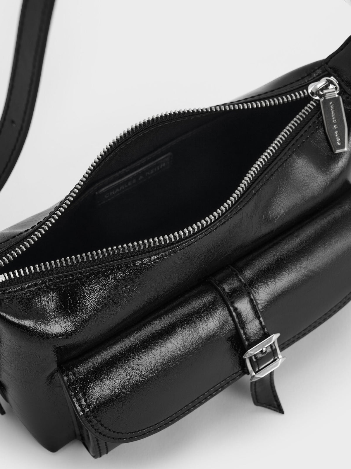 Bryna Belted Shoulder Bag - Noir | CHARLES & KEITH